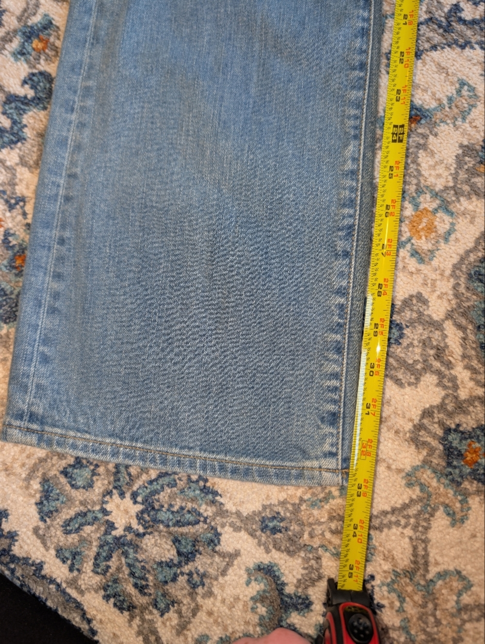 7 For All Mankind Light Blue Distressed Boot Cut Jeans Boho Casual - Picture 8 of 8